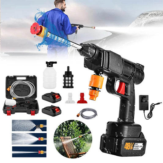 48Hv 30Bar Cordless High Pressure Car Washer Spray Water Gun 10000mAh Lithium Battery Household Electric Car Wash Machine