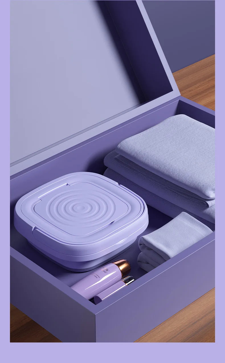 Portable Foldable Washing Machine with Spin Dryer for Socks Underwear Panties Mini Washer for Apartment Dorm Travel