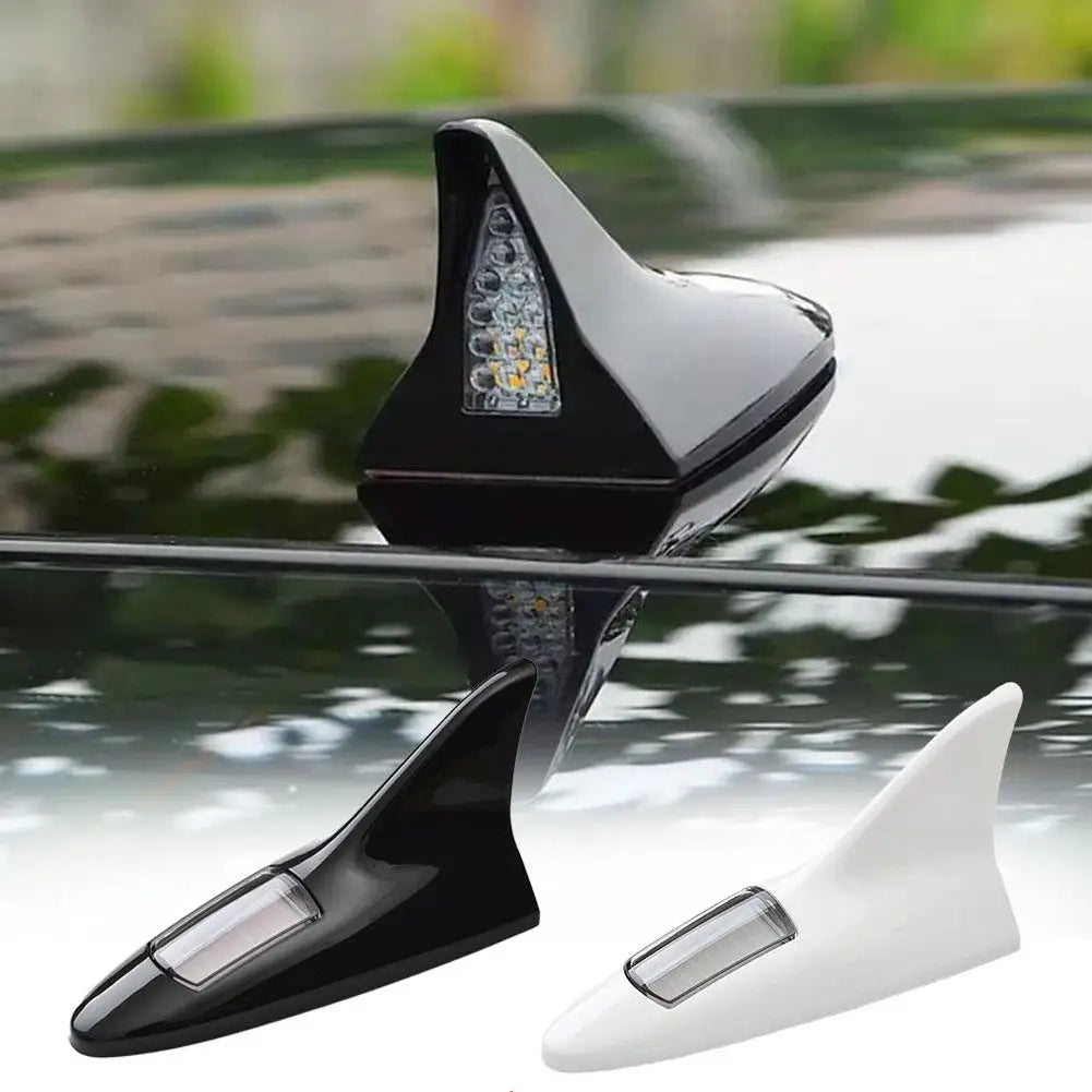 2025 New Universal Auto Car Led Warning Lamp Solar Powered Shark Fin Antenna Decorative Warning Signal Tail Light