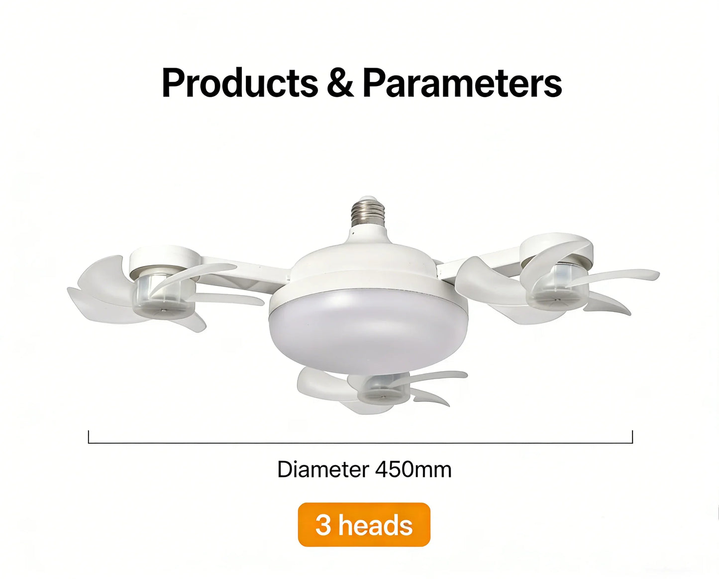 E27 3 in 1 Fan Light Bulb Drone Design 3/4 Blades Remote Control Ceiling Fan Lamp AC85V-265V for Bedroom Restaurant Living Room