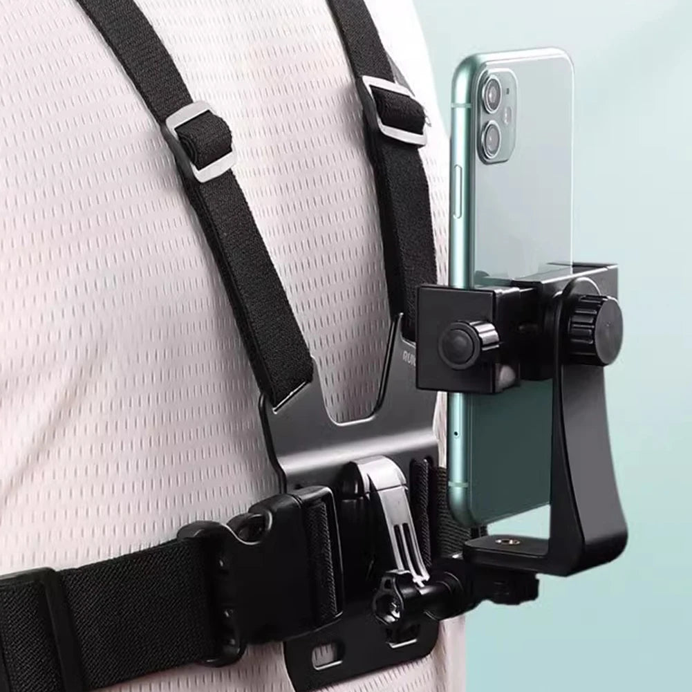 Phone Chest Mount Harness Holder Adjustable Mobile Phone Strap Clip Vest & Body Holder for iPhone Samsung GoPro  Osmo