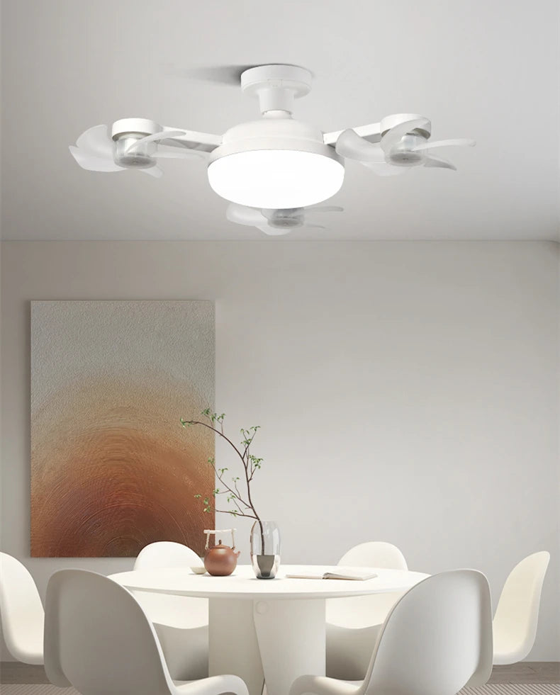 E27 3 in 1 Fan Light Bulb Drone Design 3/4 Blades Remote Control Ceiling Fan Lamp AC85V-265V for Bedroom Restaurant Living Room