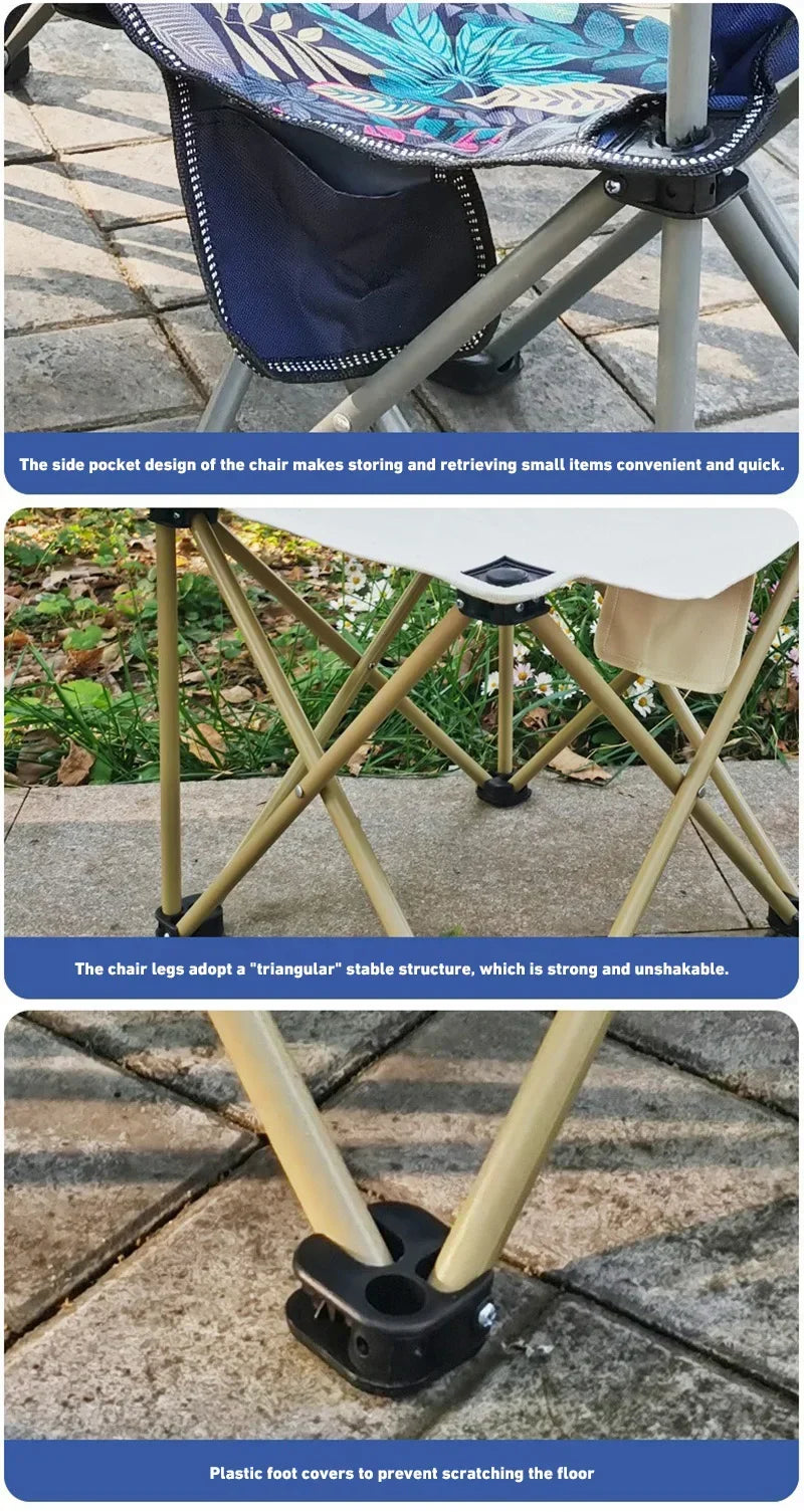 Outdoor Portable Folding Chair With Storage Bag Foldable Car Outdoor Chair Lightweight Bearing Strong Ride Comfort Camping Gear
