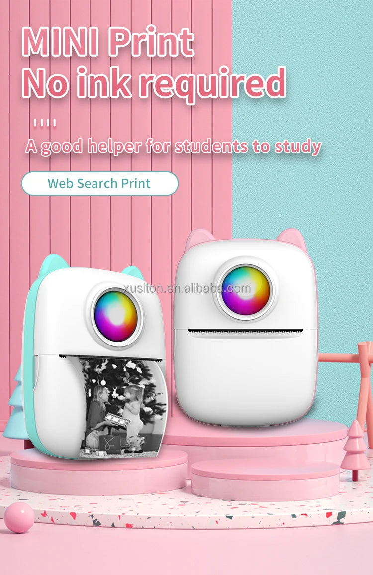 TJXL-X2 Thermal Printer 203 DPI HD Photo Note Label Student Printer Mistakes Handheld Pocket Portable Wireless Mini Digital Prin