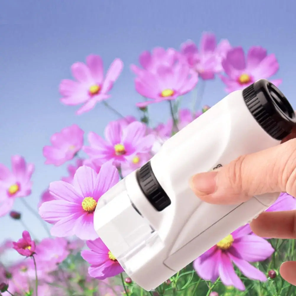 Mini Pocket Microscope Handheld Microscope Kit Battery Powered Microscope With Lab LED Light 60X-120X Biological Kids Science