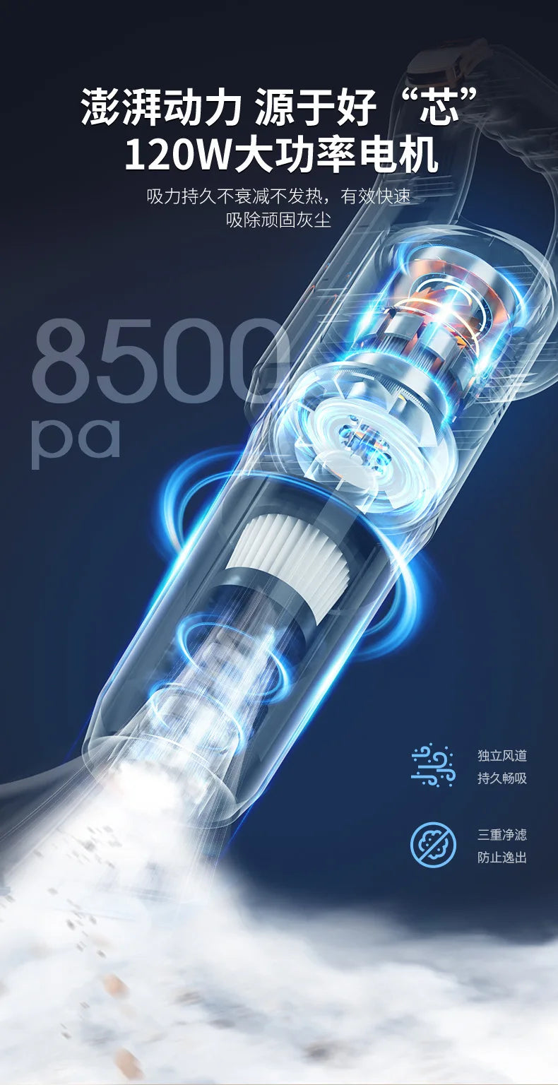 High-power Handheld Household Ultrasonic Cleaner Car And Home Vacuum Cleaner Wireless Vacuum And Mite Removal Vacuum Cleaner