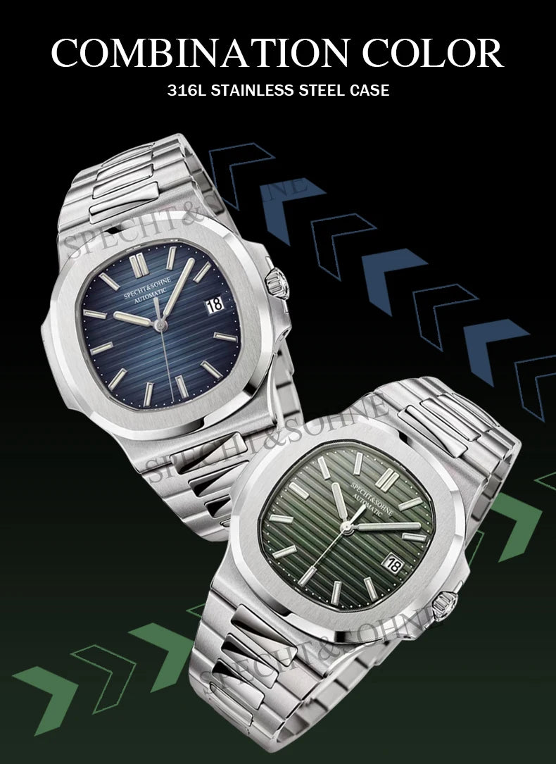 2025 Specht&Sohne New Hot Selling Men's Automatic Mechanical Watch Sapphire Crystal Stainless Steel Sports Watch Waterproof 50M