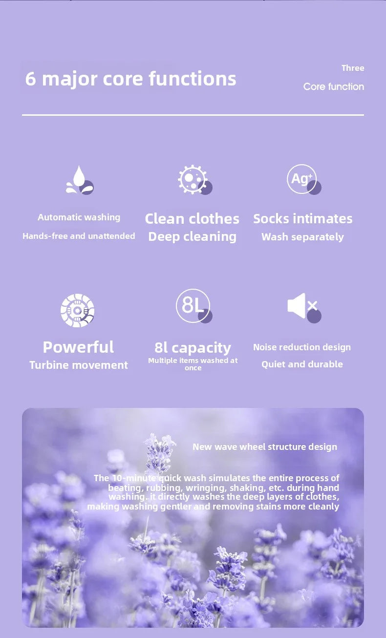 Portable Foldable Washing Machine with Spin Dryer for Socks Underwear Panties Mini Washer for Apartment Dorm Travel