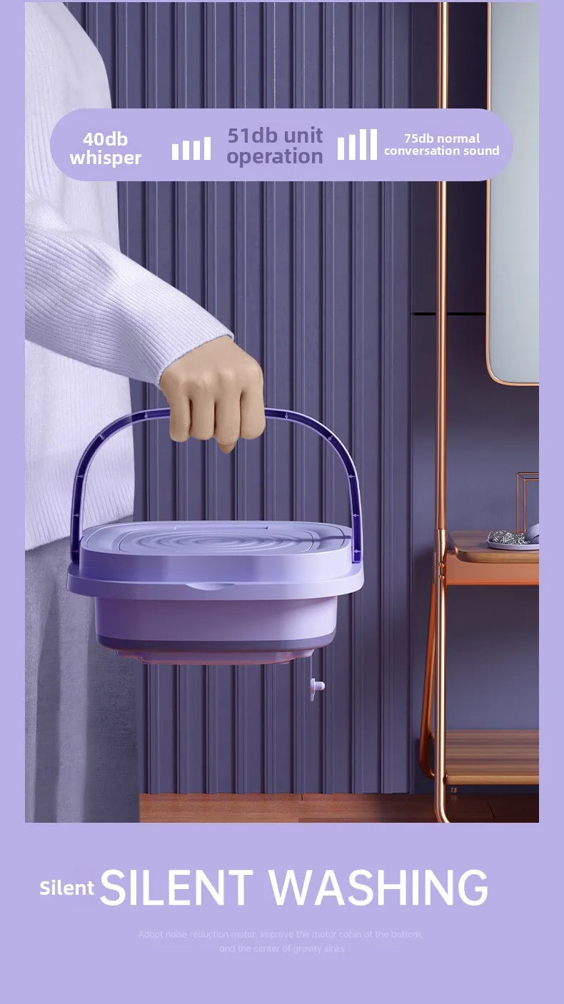 Portable Foldable Washing Machine with Spin Dryer for Socks Underwear Panties Mini Washer for Apartment Dorm Travel