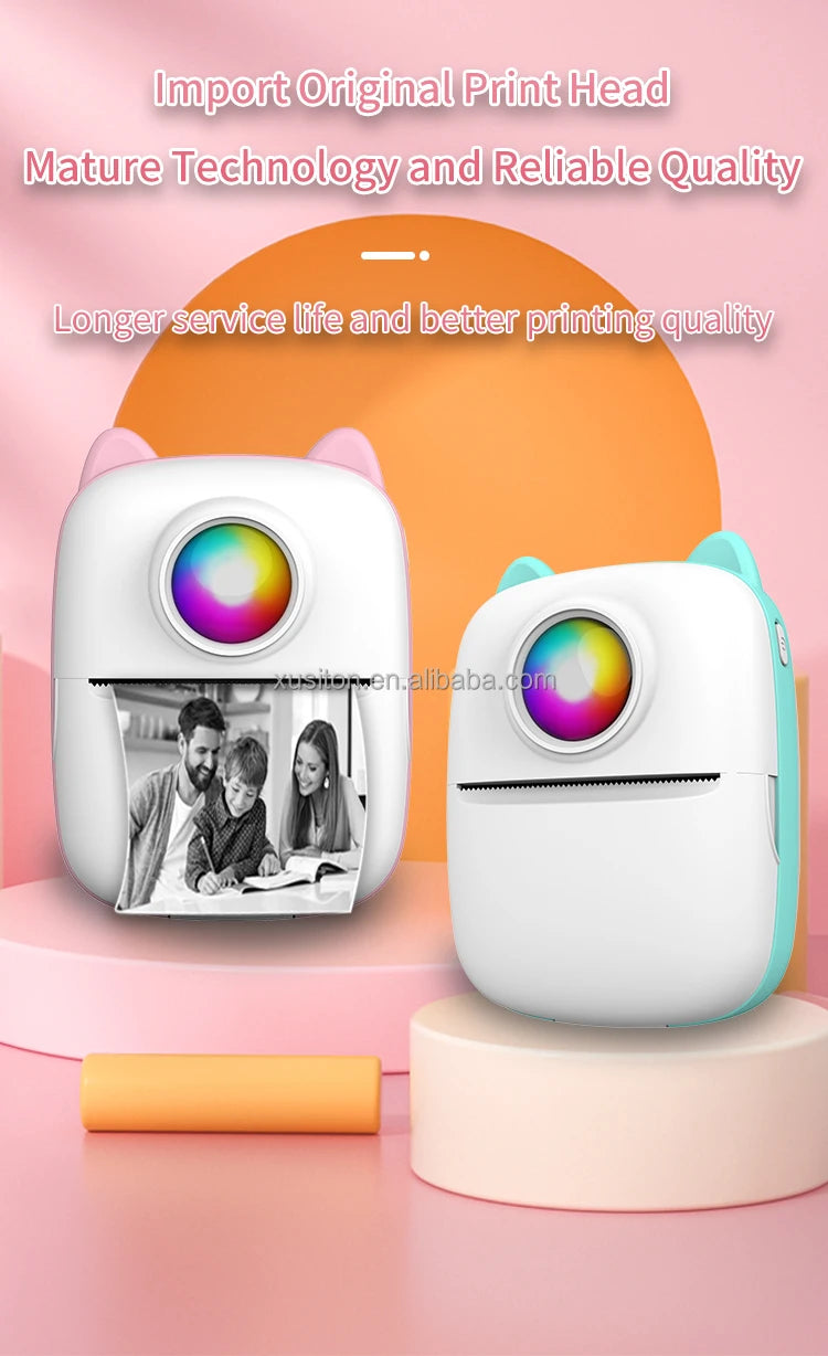 TJXL-X2 Thermal Printer 203 DPI HD Photo Note Label Student Printer Mistakes Handheld Pocket Portable Wireless Mini Digital Prin